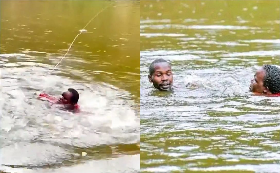 Kericho Women Representative aspirant Sharon Cheptoo during recovery operation. PHOTO/screengrab by K24 Digital