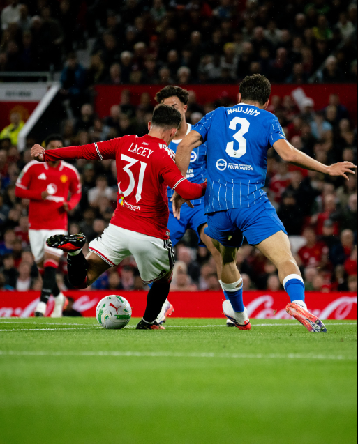 Manchester United's wonderkid Shea Lacey scores against Brighton at Old Trafford on Wednesday, September 16, 2026. PHOTO/https://www.facebook.com/manchesterunited/photos
