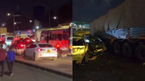 Motorists stuck in heavy traffic on Thika Road after accident