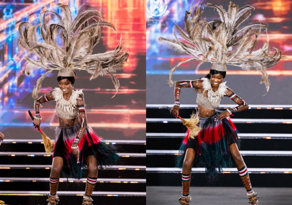 Miss World Kenya Ivy Trizah Muhenje performing at the 75th Miss World Festival in Vietnam
