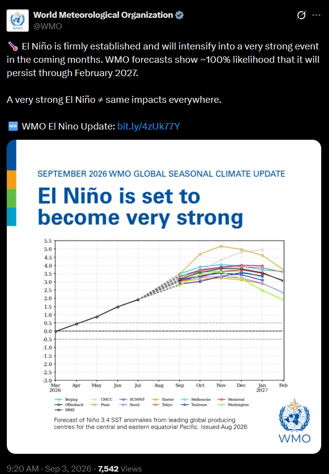 Post by WMO. PHOTO/Screengrab by K24 Digital from X/@WMO