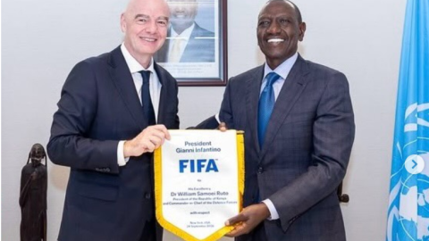 William Ruto and FIFA President Gianni Infantino. PHOTO/https:/gianni_infantino/Instragram.