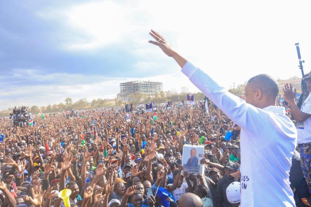 Babu speaking during the Nairobi rally. PHOTO/@Hon Nuru Maloba Okanga/Facebook.