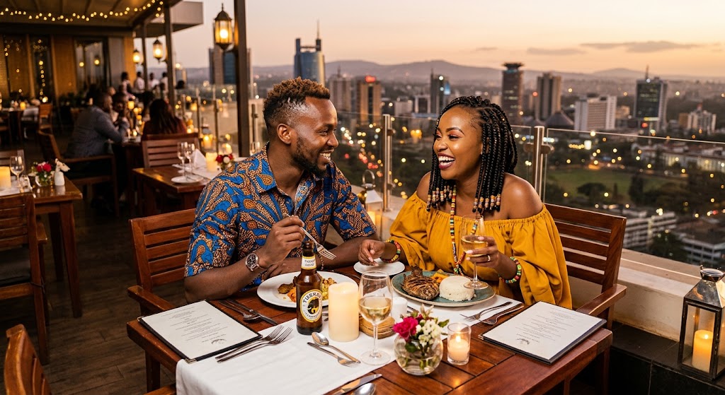 A couple enjoying a good time on a date.
