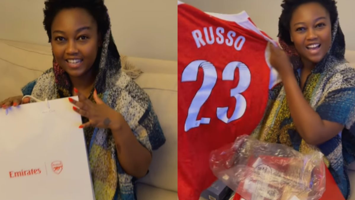 Nana Owiti receives special Arsenal gift from Emirates