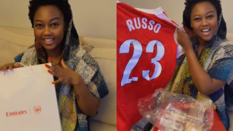 Nana Owiti receives special Arsenal gift from Emirates