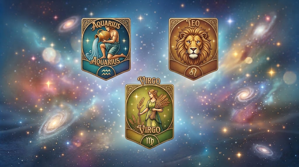 Generated image of three zodiac signs.